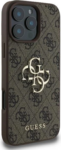 Mbështjellës Guess për iPhone 16 Pro Max 6.9, 4G Big Logo, hardcase TPU/PC/eko-lëkurë, kafe