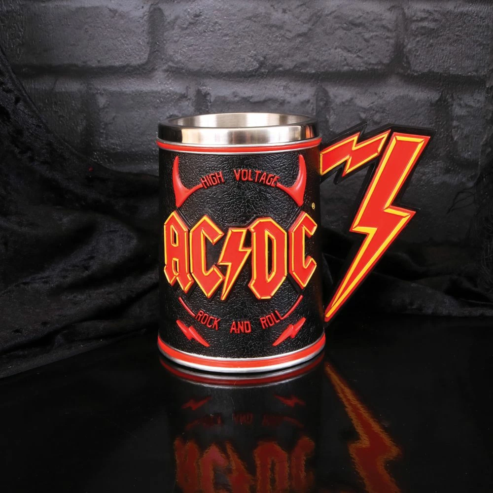 Filxhan koleksionist NEMESIS NOW AC/DC High Voltage Rock and Roll, rezinë me insert inox, i zi/kuq