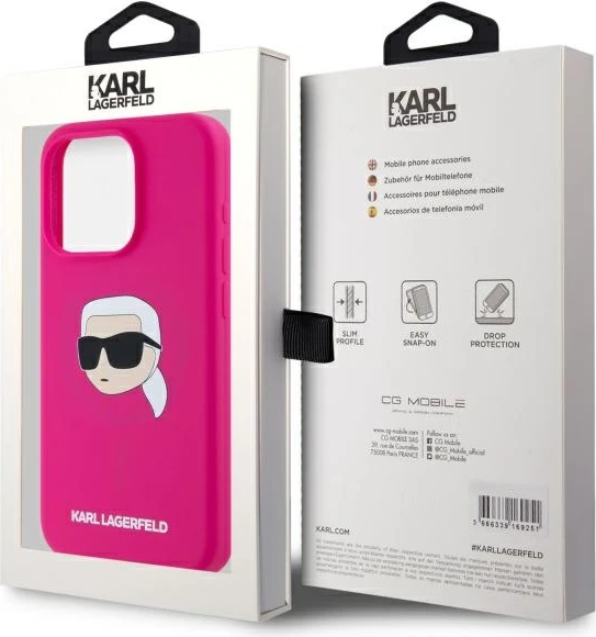Mbështjellës Karl Lagerfeld KLHMP15XSKHPPLF për iPhone 15 Pro Max 6.7", MagSafe, fuchsia