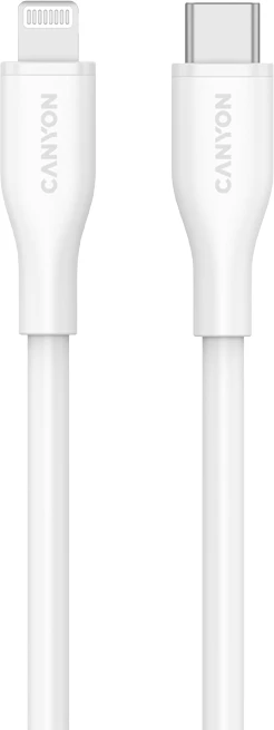 Kabl USB-C në Lightning CANYON OnWire 60LN CLNM60 1m 60W MFi silikon, i bardhë