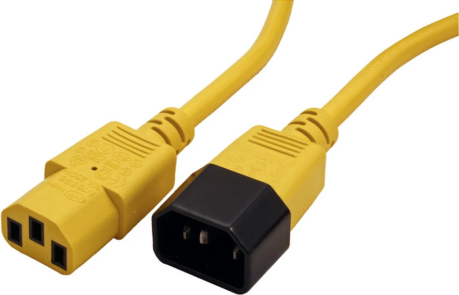 Kabllo rryme ROLINE IEC C14 në C13, 0.8m, 10A/250V, e verdhë