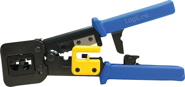 Pincë krimpimi LogiLink, Dual Modular 8/6P, Pass Through (EZ), me prerës, blu