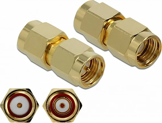 Adapter SMA në RP-SMA DeLOCK 89971, 50 Ω, ngjyrë ari