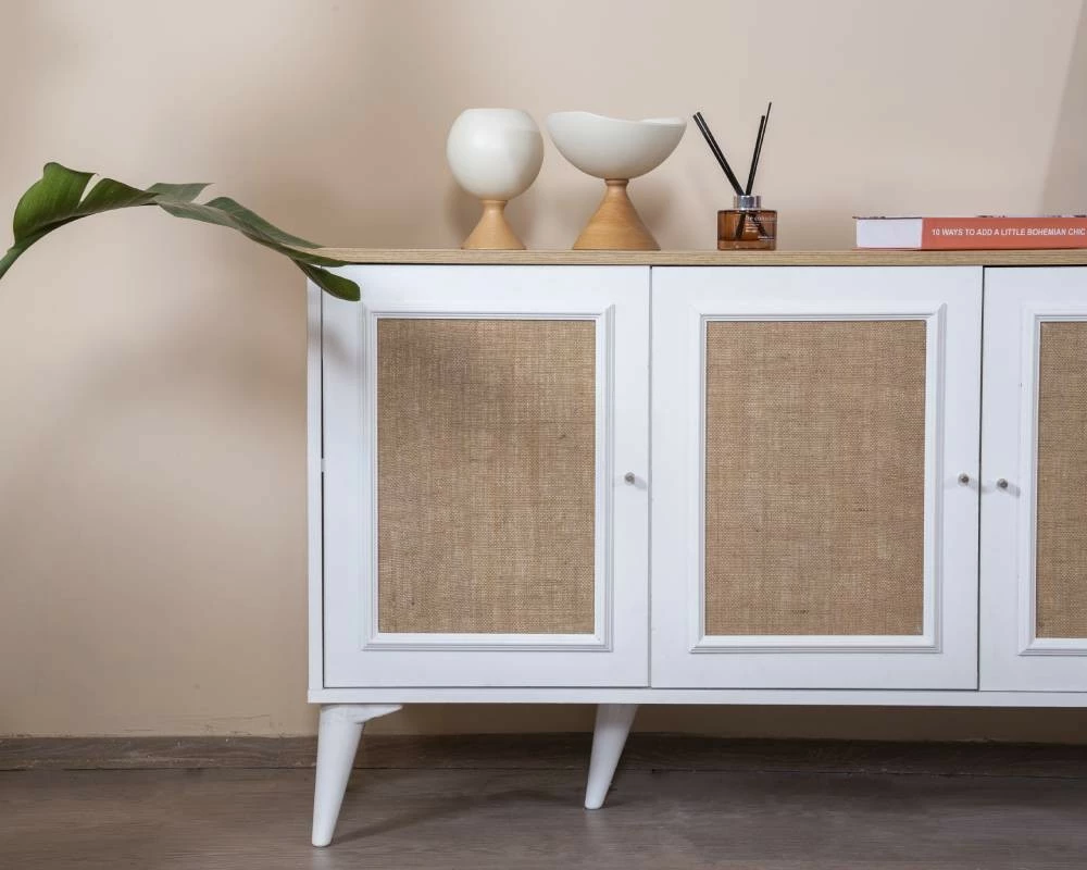 Konsol Skye Decor, montim në mur, e bardhë dhe lis