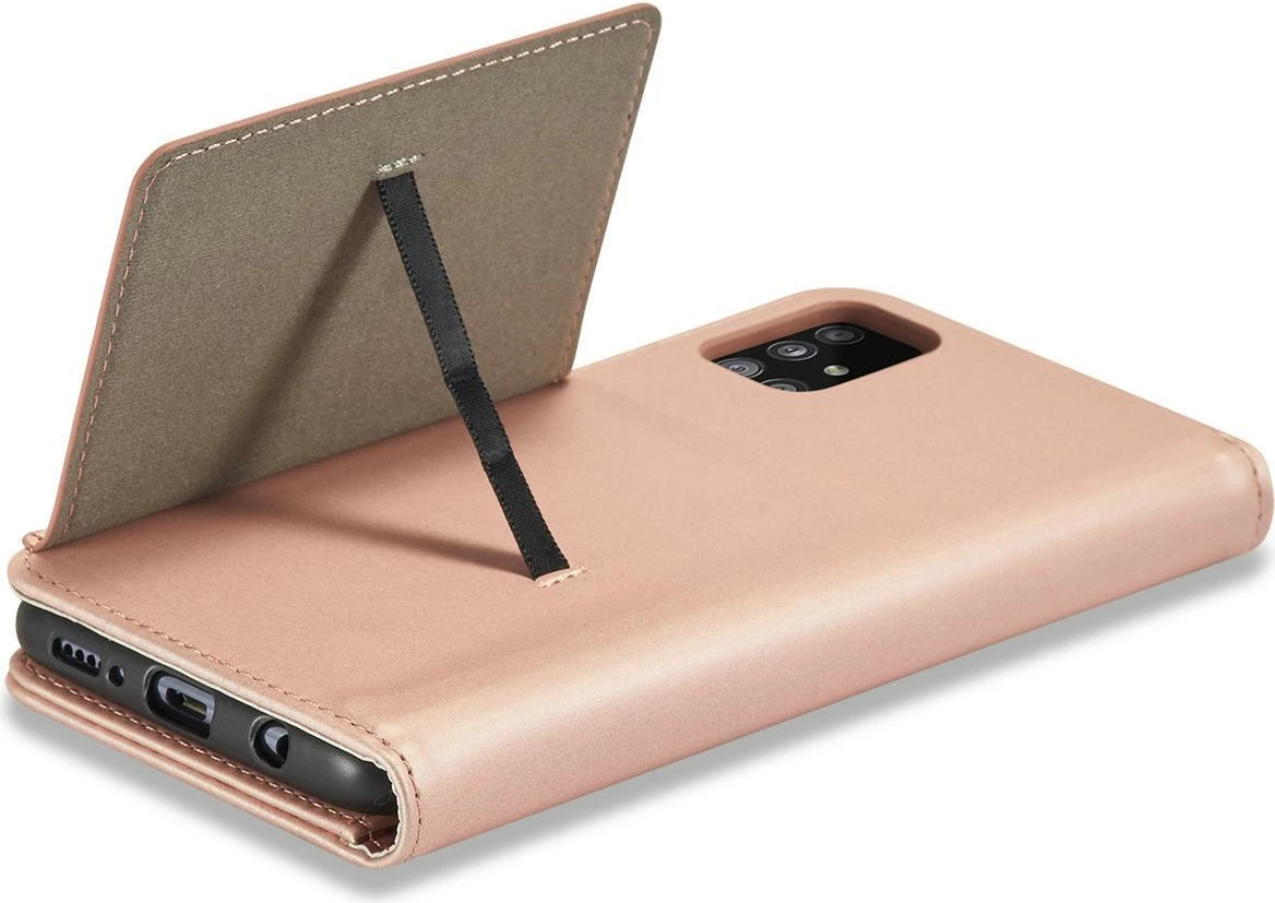 Mbështjellës Hurtel Magnet Card Case për Samsung Galaxy A13 5G, me kapak, portofol dhe mbajtëse, Rozë