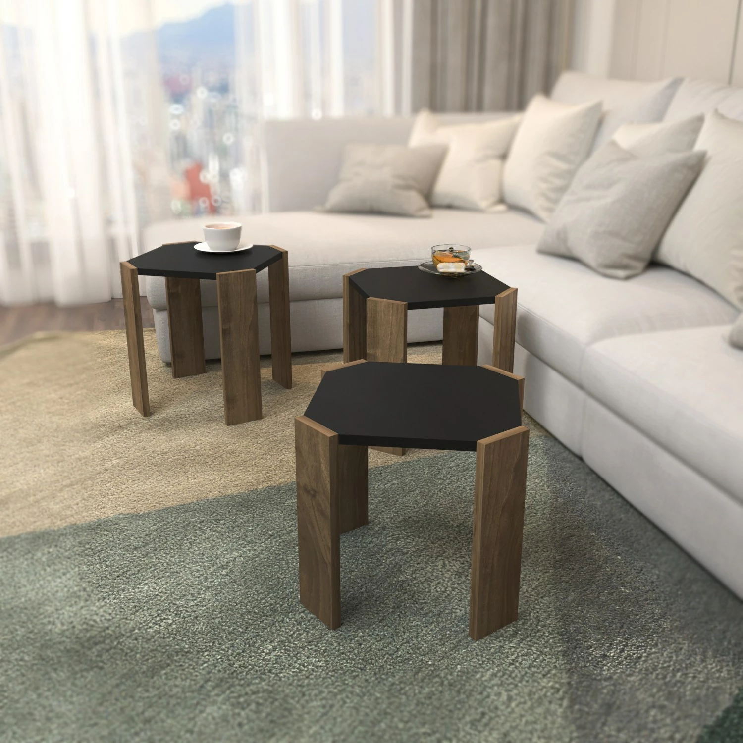 Tavolinë kafeje Hanah Home, Lori, anthracite dhe walnut