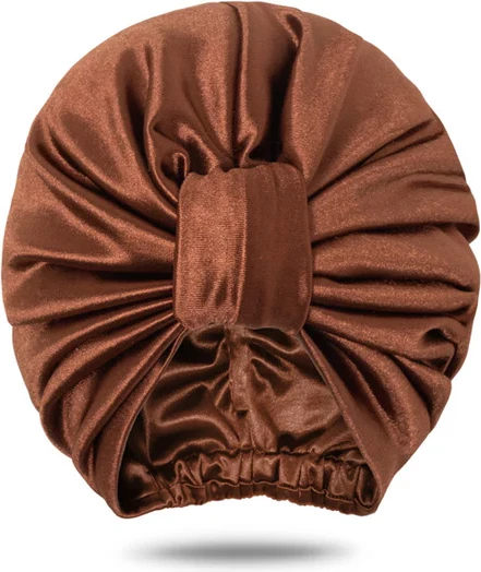 Kapele Sateni per femra Turban kafe-  Saten Hat Brown