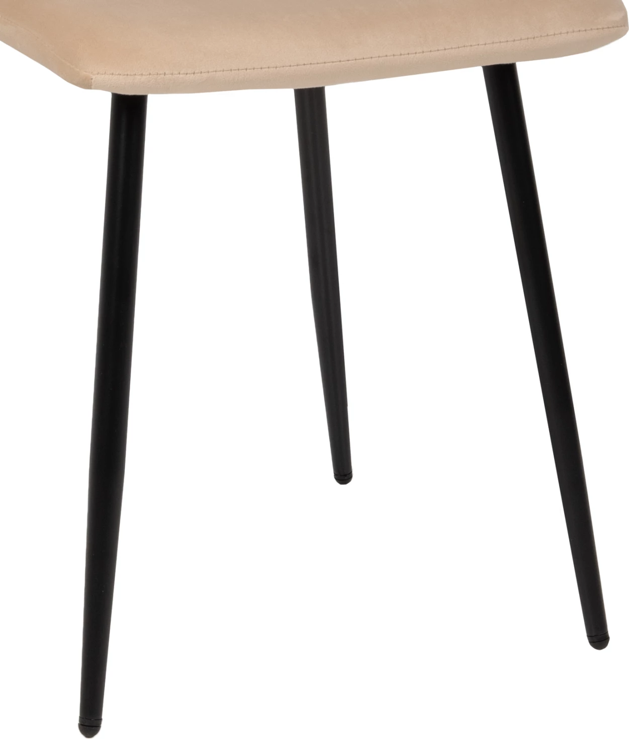 Karrige ngrënieje LATRELL FH8587.05, kadife ecru & këmbë metalike të zeza, 43x54x88H cm., set prej 4 copë