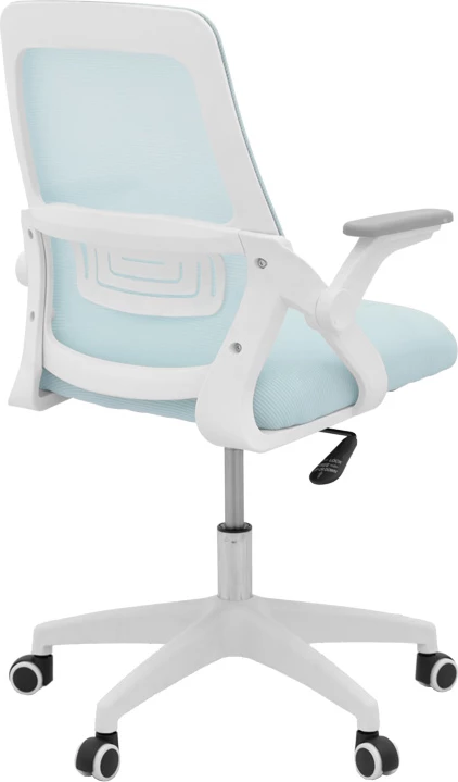 Karrige zyre Reji, material rrjetë, ngjyrë kaltër e çelët, kornizë e bardhë, 58x60x89-99cm