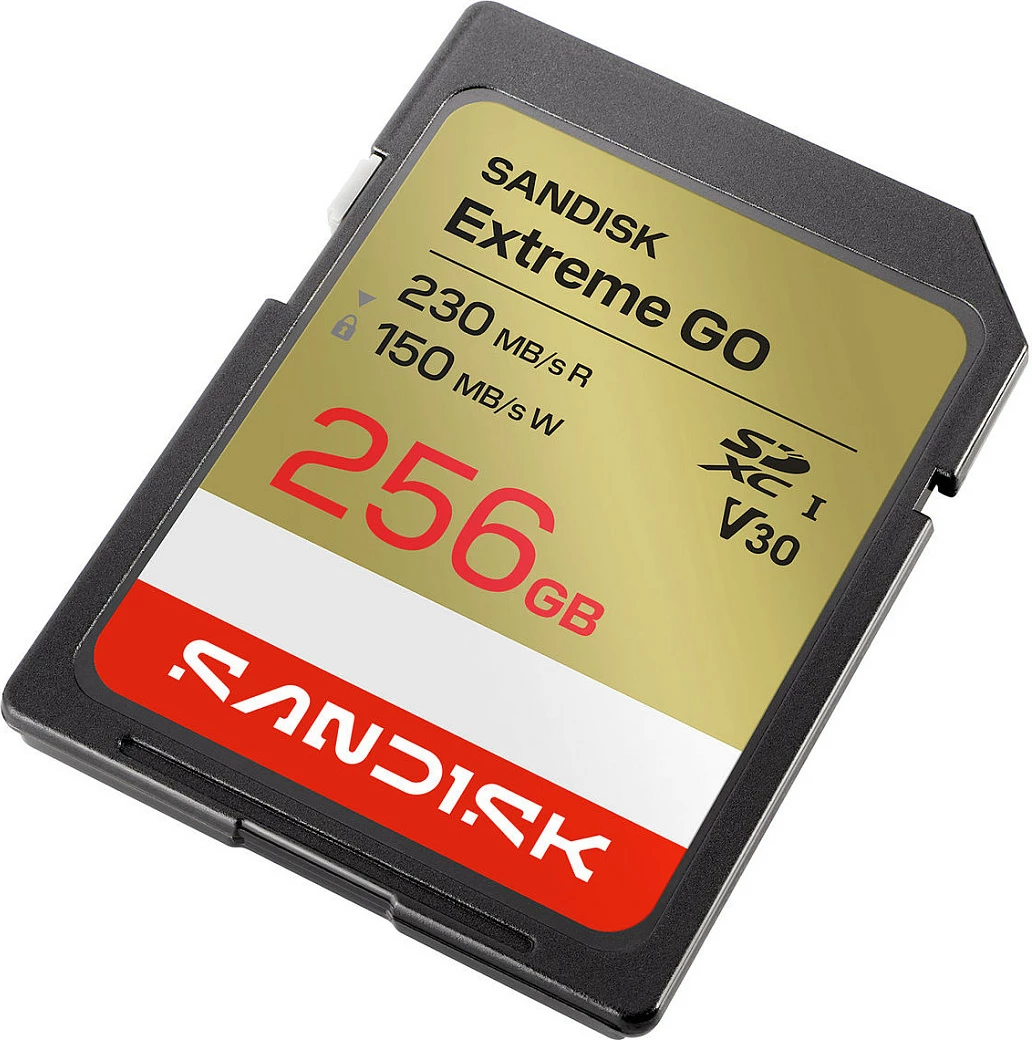 Kartelë memorje SD SanDisk Extreme GO 256GB, SDXC UHS-I U3 V30, 230/150MB/s, ari/kuqe