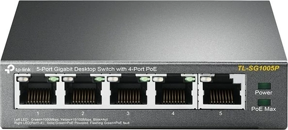 Switch TP-Link, 5 porte Gigabit Desktop PoE switch me 4 porta, i zi