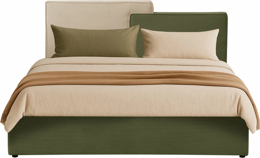 Krevat Puzzle, për dyshek 160x200cm, jeshile ulliri-bezhë, 223x176x106