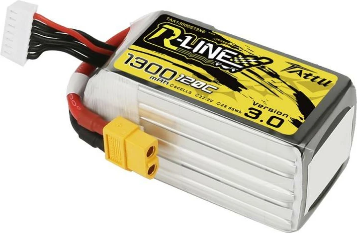 Bateri LiPo Tattu R-Line Version 3.0, 1300mAh, 22.2V, 120C, 6S1P, XT60