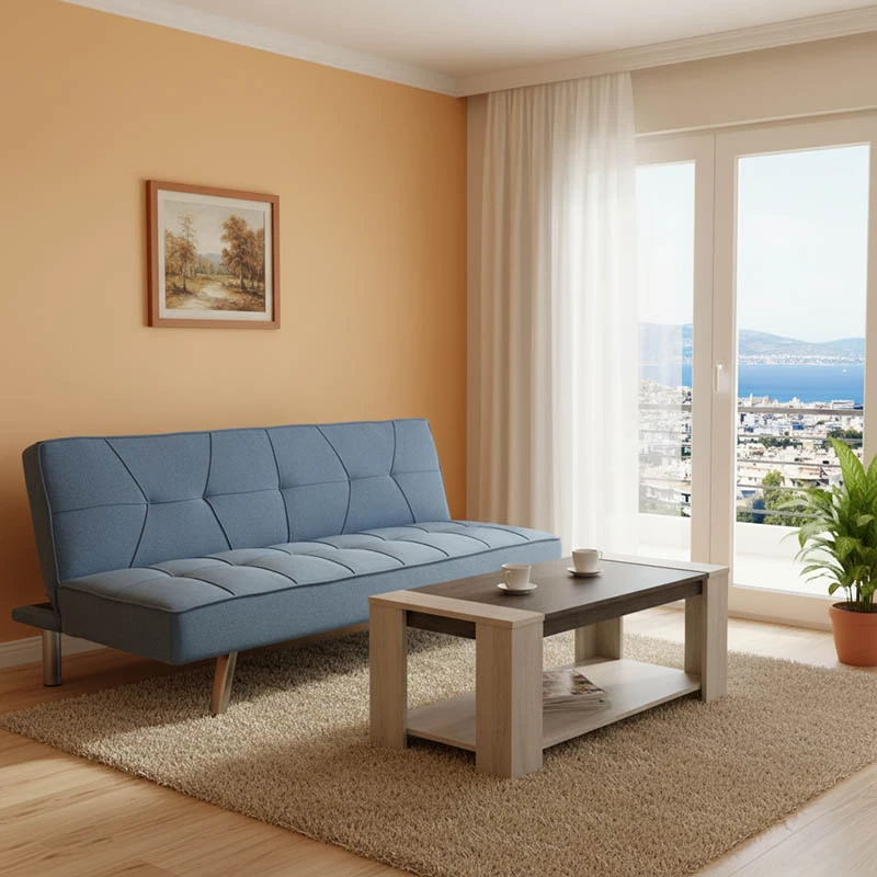 Set mobiljesh për dhomë dite studentore Atmos, divan-krevat dhe tavolinë, 2 copë