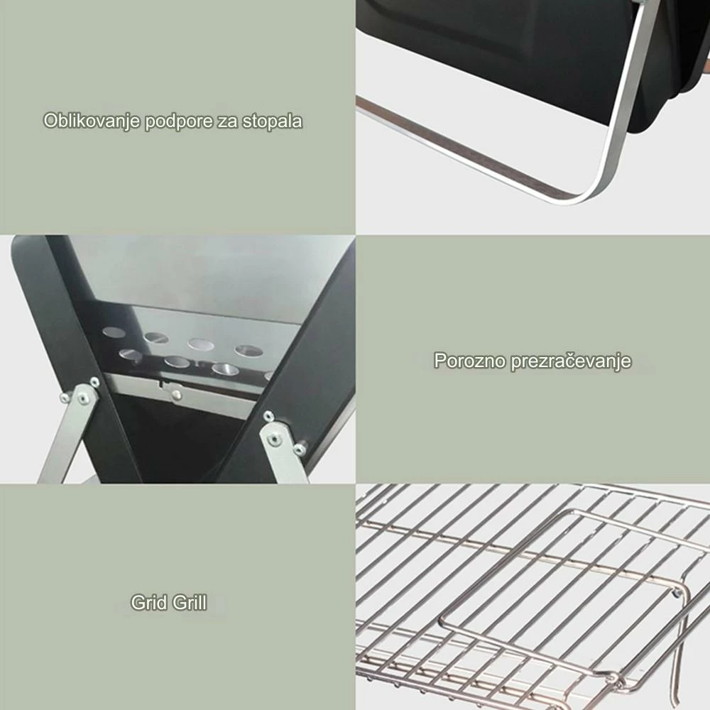 Grill BBQ portativ i palosshëm me qymyr Lydsto, inox, 30 x 22.5 x 22 cm, 1.2 kg