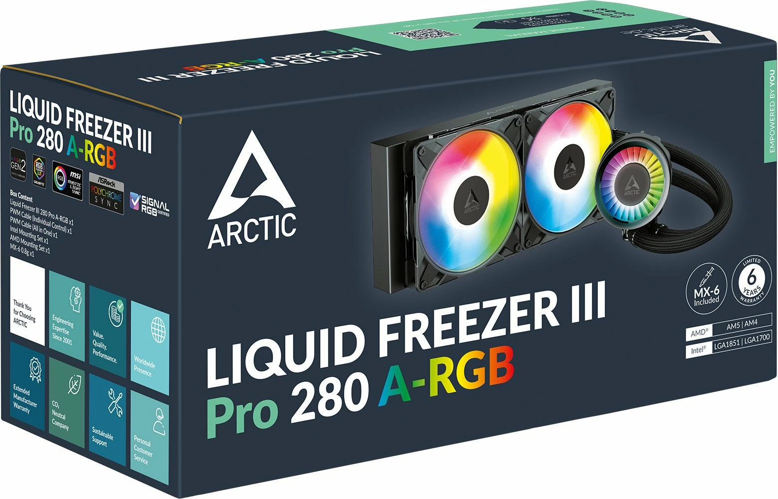 Ftohës uji AIO Arctic Liquid Freezer III Pro 280 A-RGB, radiator 280mm, 2x140mm PWM, ARGB, e zezë