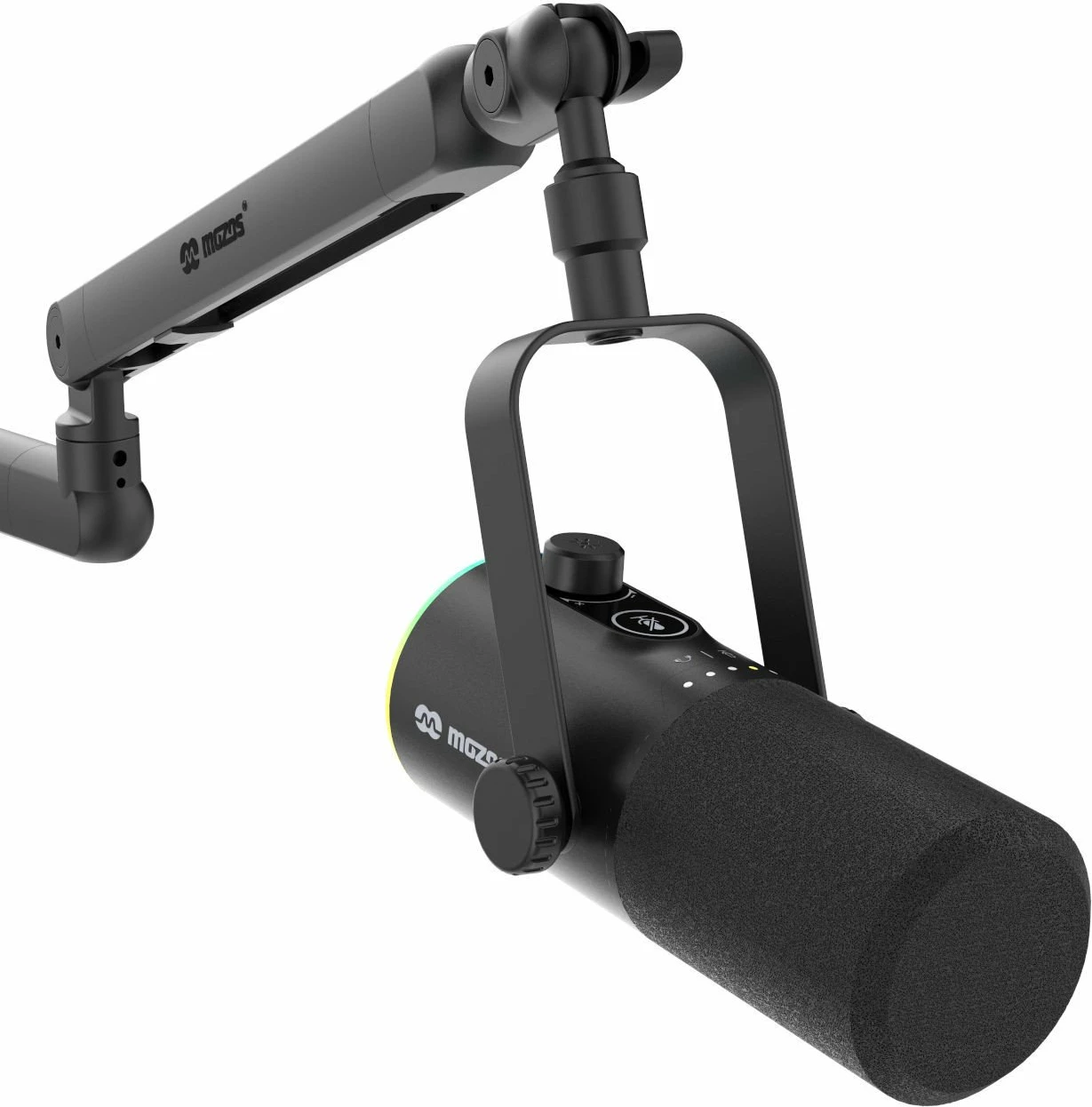 Mikrofon dinamik Mozos TAM8 v2, USB-C/XLR, kardioid, i zi, set me krah tavoline dhe kabllo