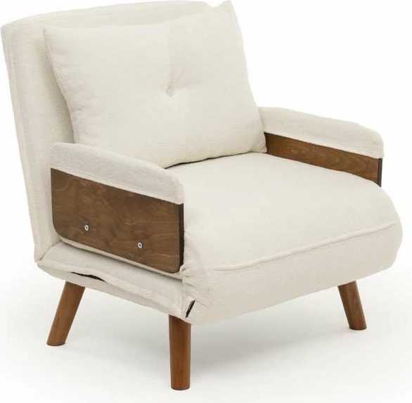 Krevat-karrige një vendës, Atelier del Sofa, Cosmo Single, material teddy, e bardhë