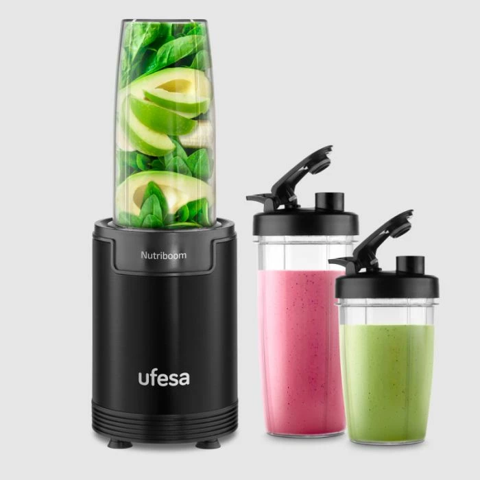 Blender ekstraktor nutriente UFESA Nutriboom BS2500 900W, 0.8L + 0.5L, set 6-në-1, i zi