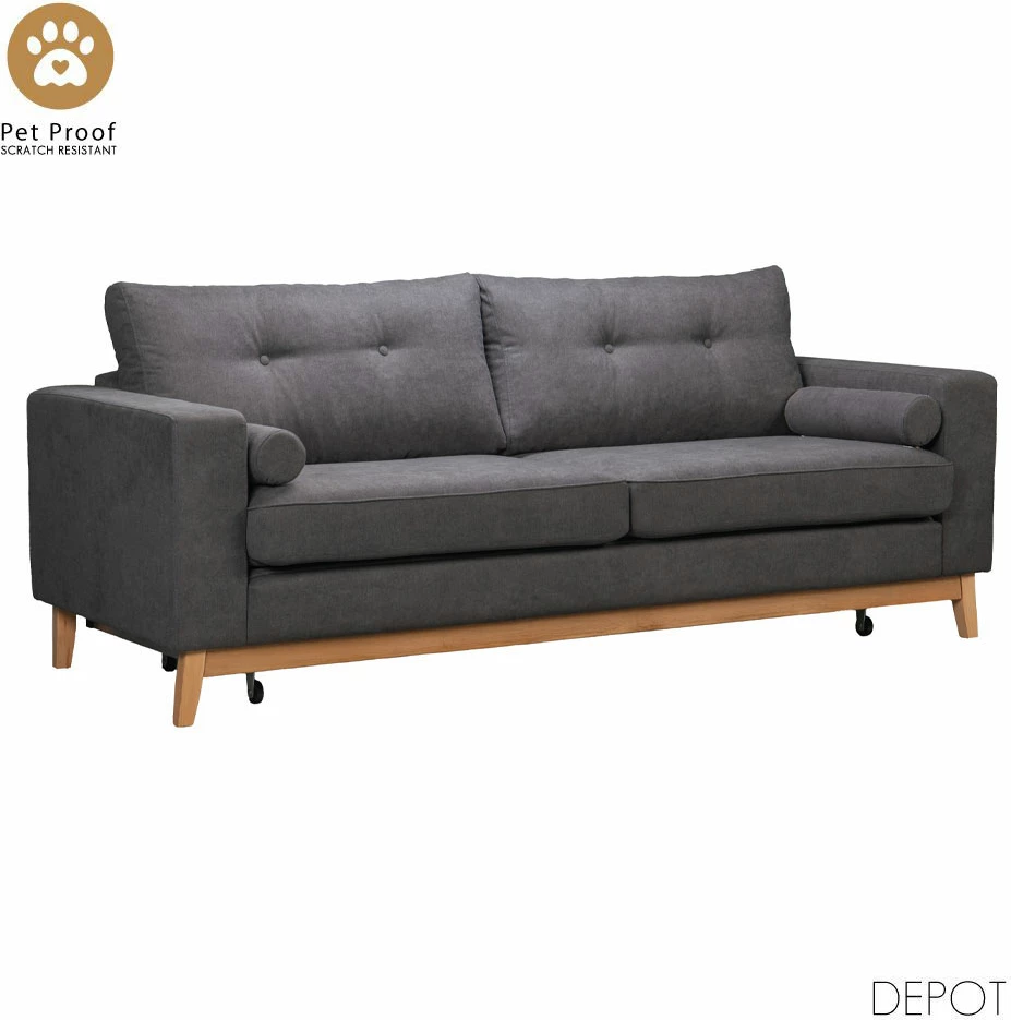 Krevat-sofë Lusso, 3 vende, gri lino 17, 218x85x87