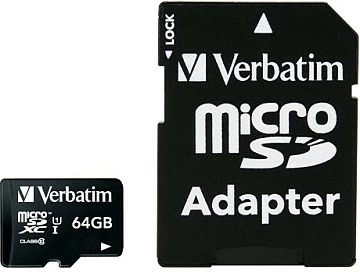 Kartelë MicroSDXC Verbatim 64 GB, Class 10, 90 MB/s, e zezë