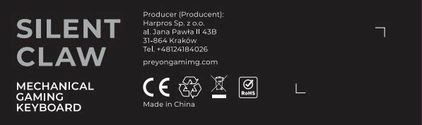 Tastierë mekanike PREYON Silent Claw PSCR105B, Gateron Red Pro, 100% full-size (US), RGB, 2.4GHz/Bluetooth/USB, e zezë