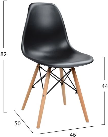 Set Karrige druri Twist PP FH8460.02, 46x50x82 cm, 4 copë, të zeza