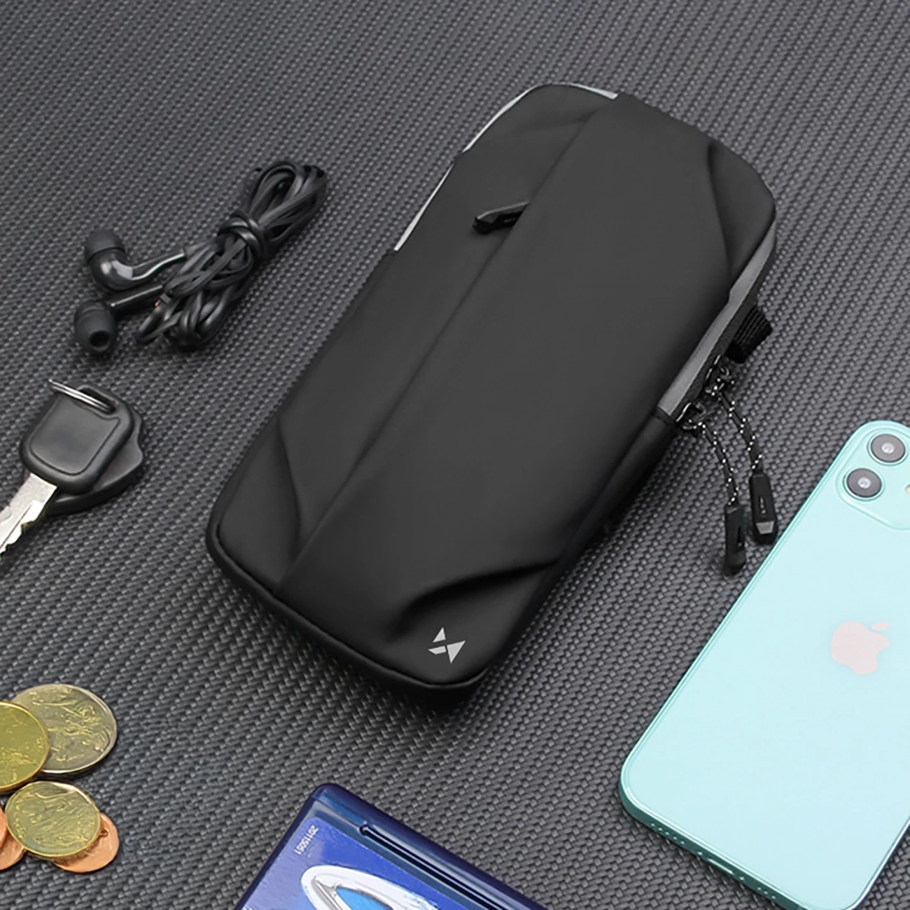 çantë krahu sportive për celular, Wozinsky WSDB-B, 19x10x2.5 cm 86 g, e papërshkueshme nga uji, e zezë