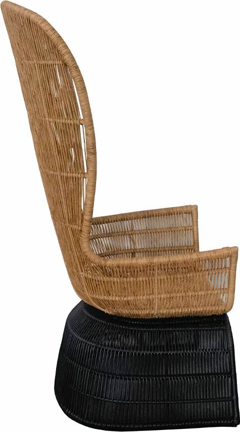 Karrige e lartë Misa, ratan natyral, metal i zi, 110x75x165