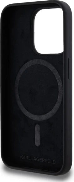 Mbështjellës Karl Lagerfeld KLHMP15LSKHPPLK për iPhone 15 Pro 6.1", MagSafe, silikon/TPU, hardcase, e zezë
