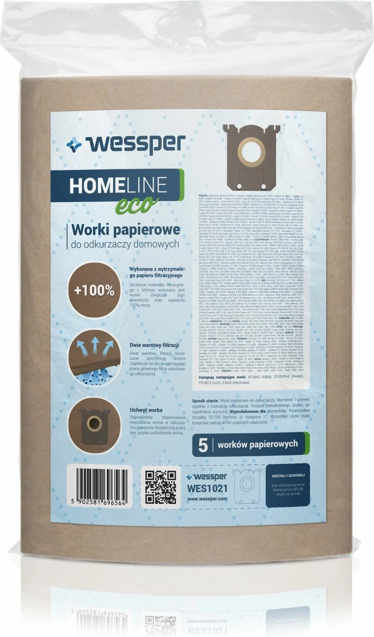 Qese fshese me korrent Wessper S-Bag, letër, njëpërdorimshme, 5 copë