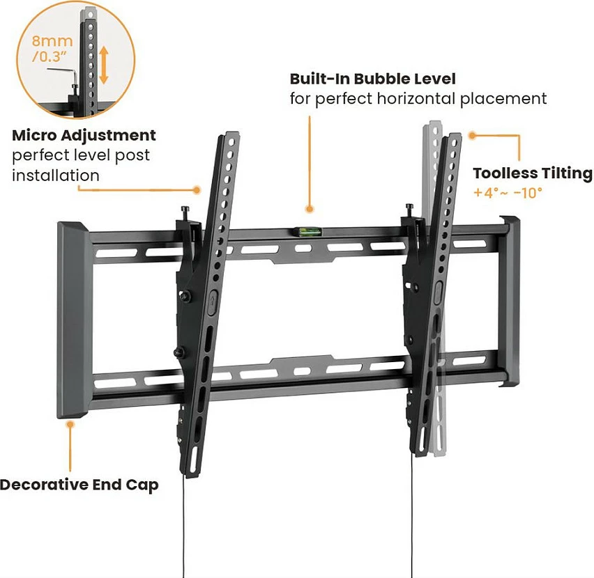 Mbajtëse muri për TV VALUE, e pjerrtë, 37-80", VESA 600x400, deri 75 kg, e zezë