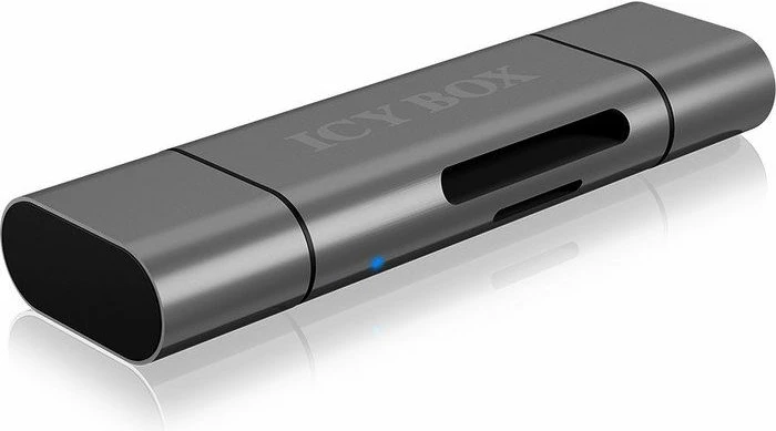 Lexues kartelash ICYBOX IB-CR200-C USB-C/USB-A/micro-B për SD/microSD deri 128GB USB 2.0 UHS-I, zi antracit