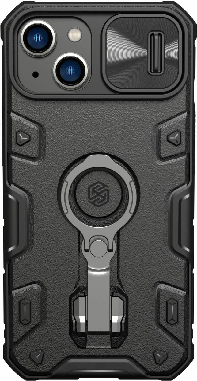 Mbështjellës Nillkin CamShield Armor Pro për iPhone 14 Plus, me mbrojtës kamere, mbajtëse unaze, i zi