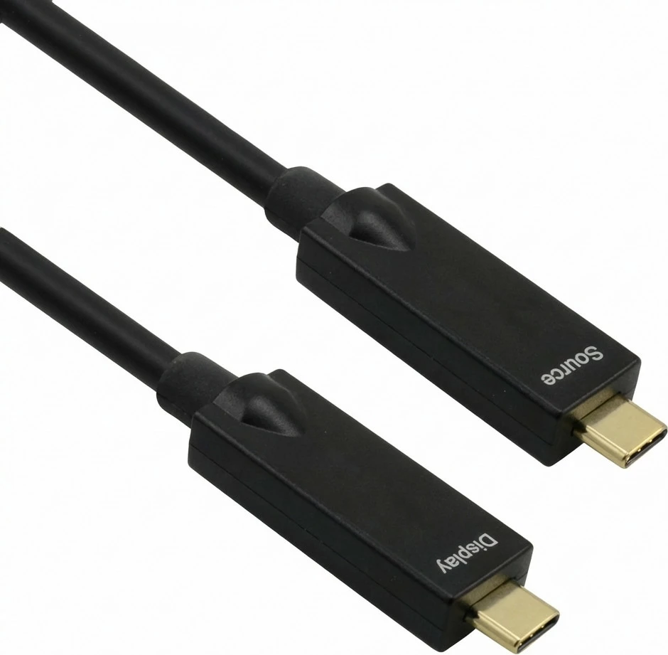 Kabllo USB-C ROLINE USB 3.2 Gen 2 AOC, C-C, 15 m, 10Gbps, PD 60W, 4K@60Hz, e zezë