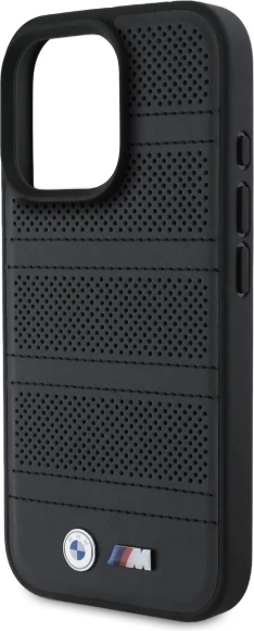 Mbështjellës BMW M Perforated And Stitched Line MagSafe për iPhone 16 Pro Max, i zi