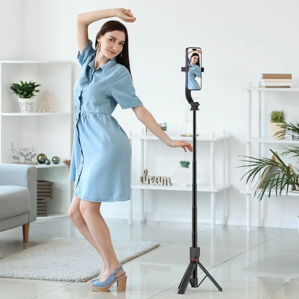 Selfie stick me tripod Tech-Protect L04S, Bluetooth, për smartphone, MagSafe, i zi