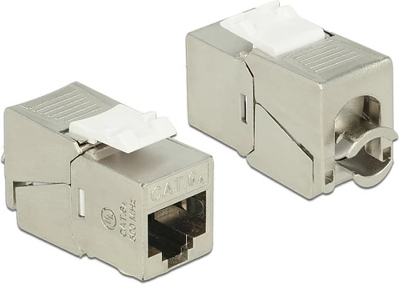 Modul Keystone RJ45 DeLOCK Cat6A LSA, metallic i bardhë