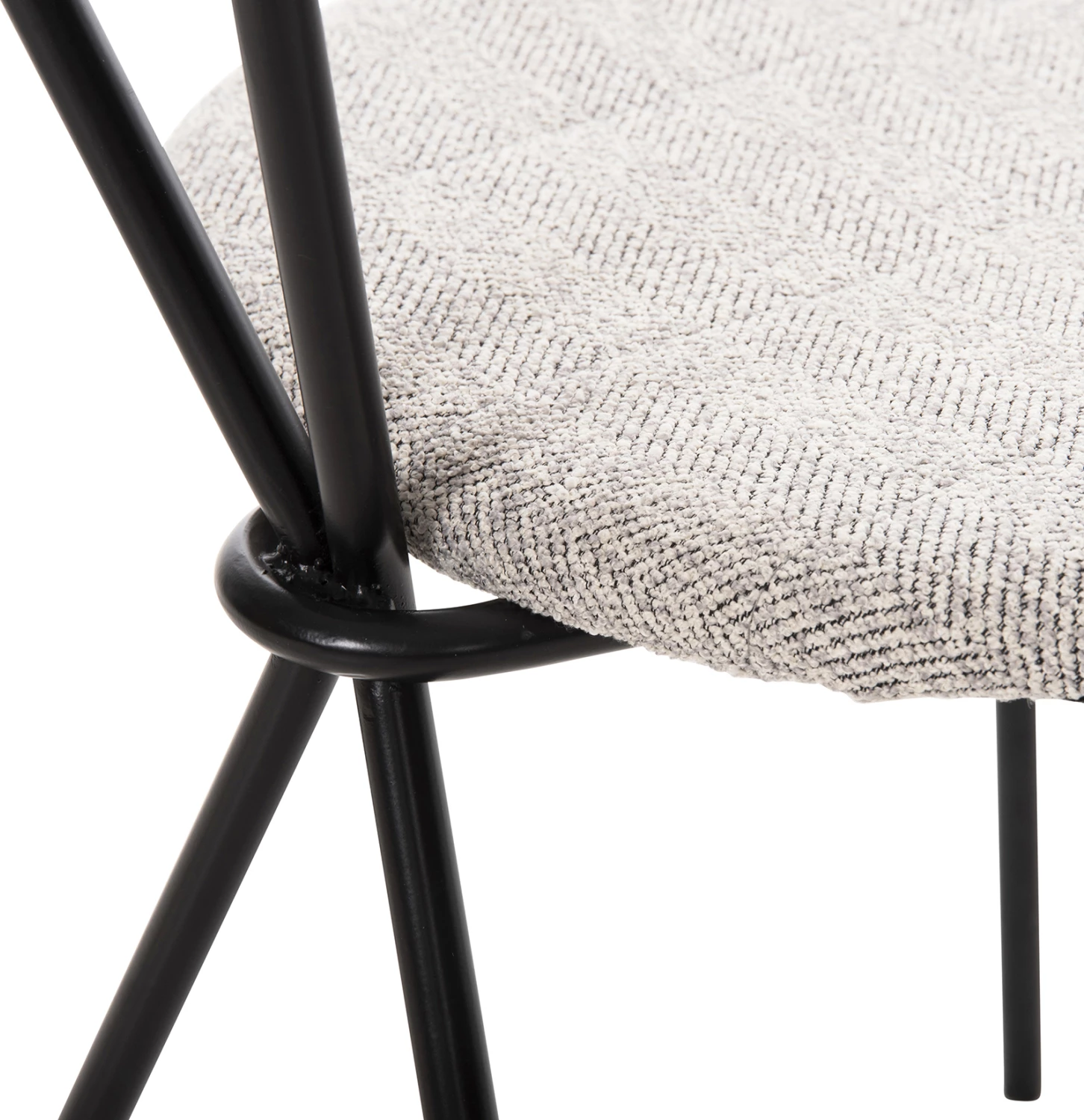 Karrige ngrënieje DORY FH9855.03 kornizë metalike në të zezë, pëlhurë në gri të lehtë 48,5x61x76H cm., set prej 4 copë