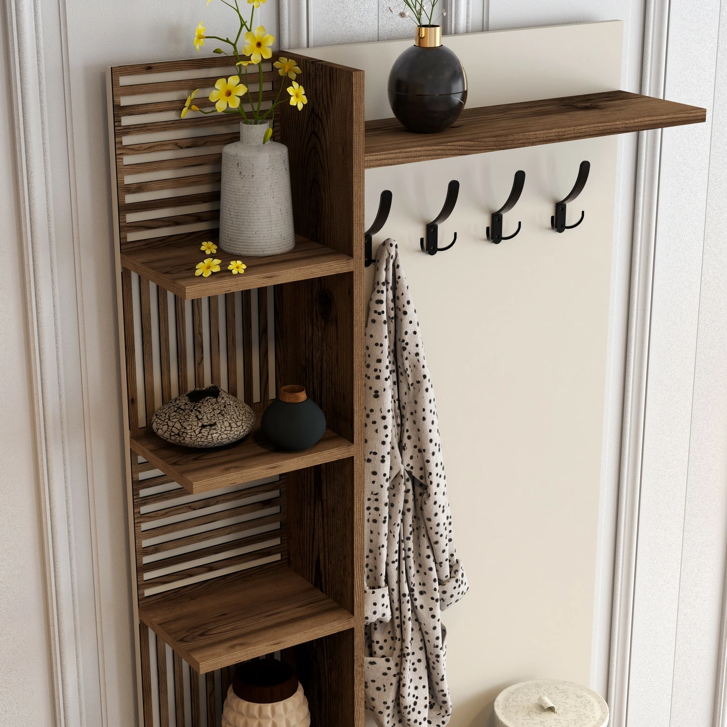 Stendë për korridor, ngjyrë arre dhe krem, Skye Decor, Viyana D