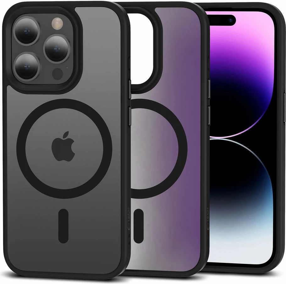 Mbështjellës Tech-Protect MagMat MagSafe për iPhone 15 Pro Max, Gjysem-transparent, Zi