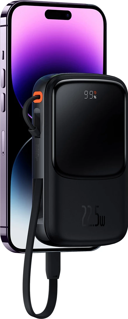 Powerbank Baseus Qpow Pro Overseas Edition 10000mAh, 20W, me kabllo USB-C, e zezë