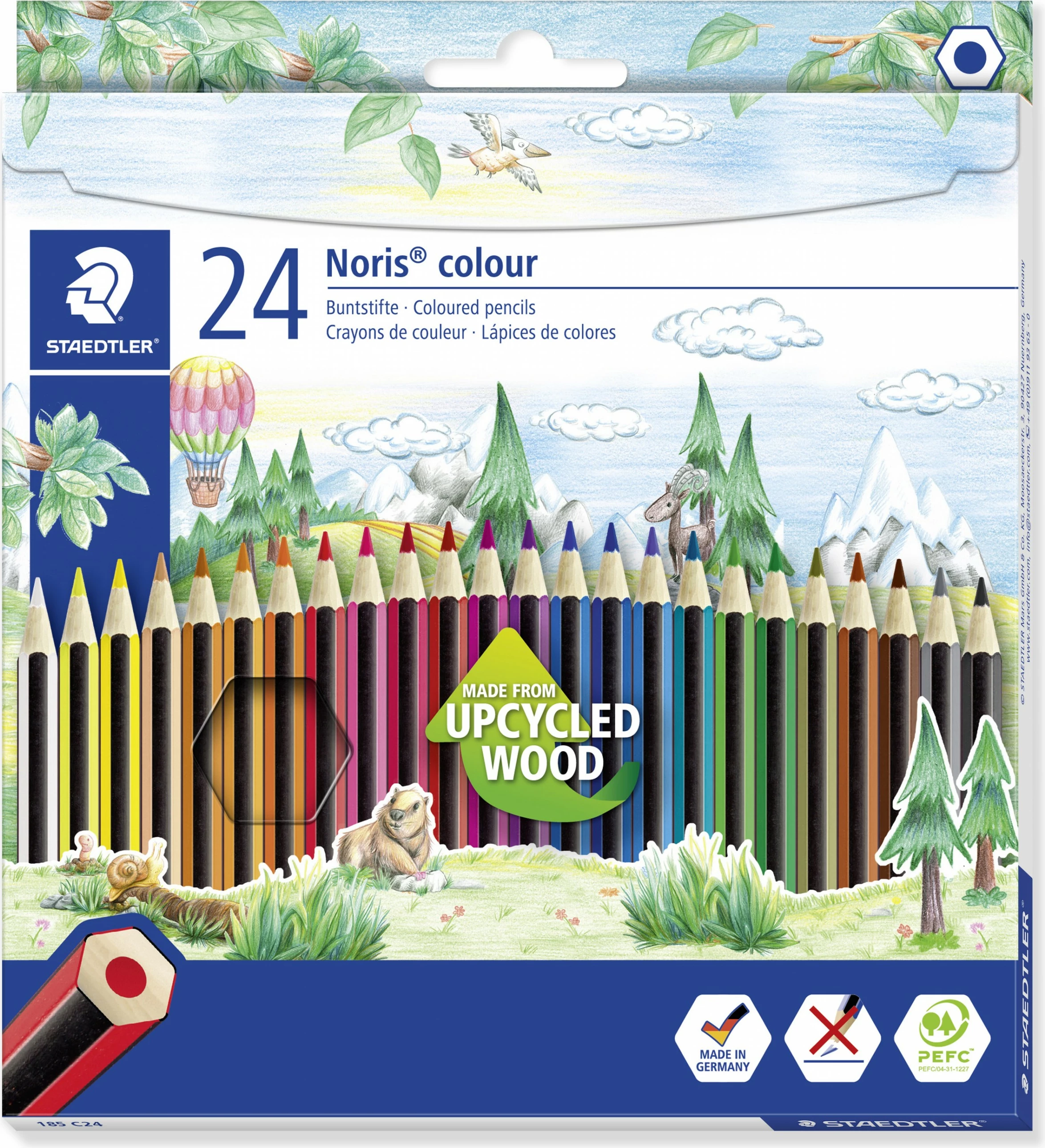 Set lapsa ngjyruese STAEDTLER Noris colour 185, 24 copë, multingjyrëshe