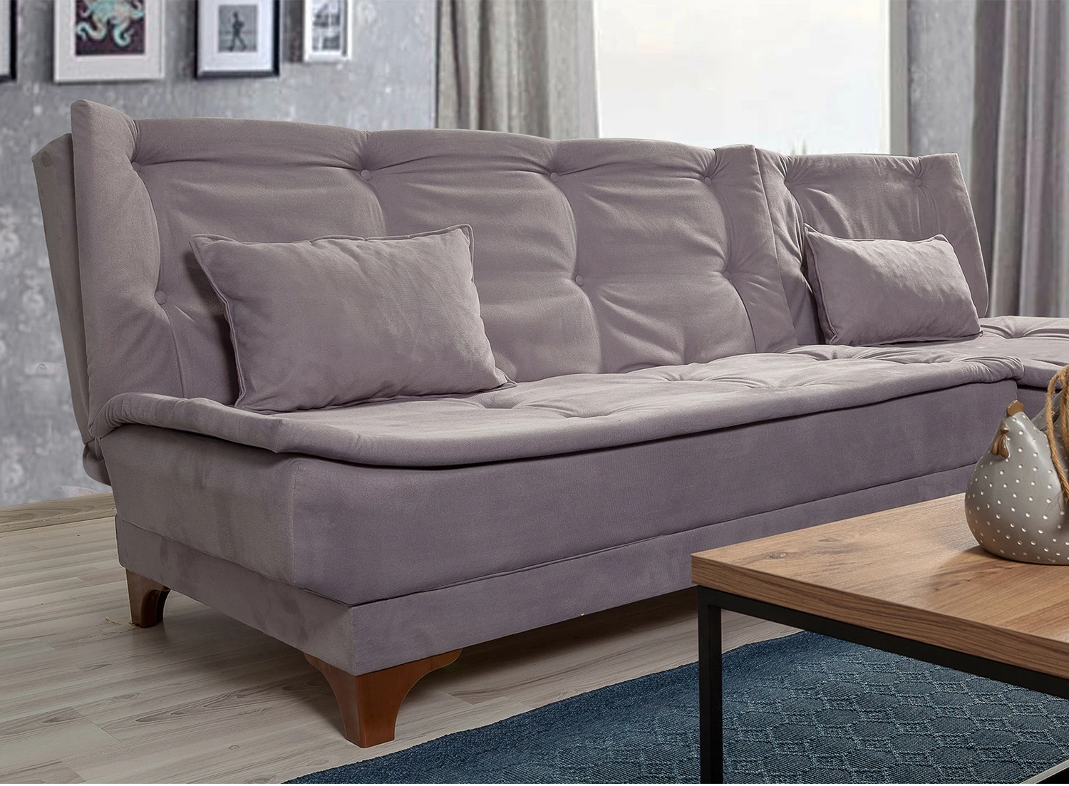 Kënd-sofë krevati Atelier del Sofa, kënd i djathtë, ngjyrë gri