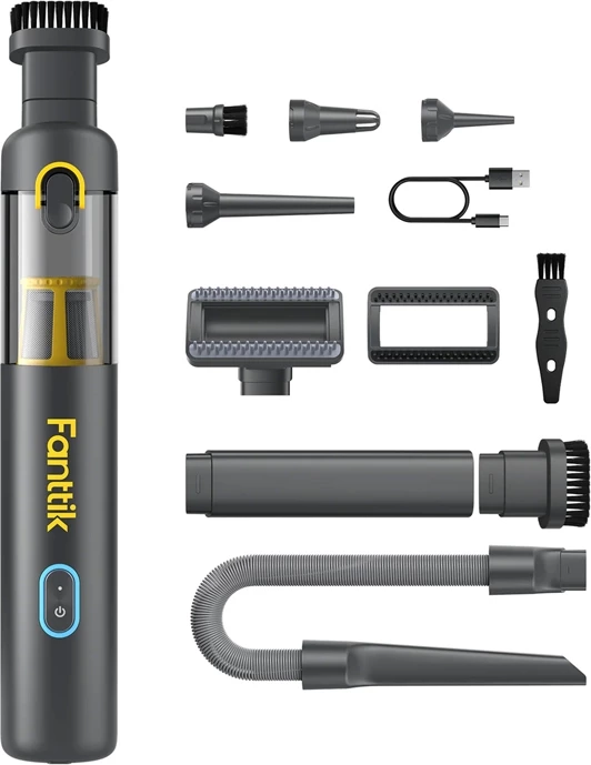 Fshesë me vakum pa kabllo për veturë, Fanttik V8 Apex, 19 kPa 45 AW 120 W, USB-C, gri, set me aksesorë