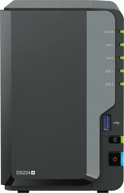Server NAS Synology DiskStation DS224+ 2-bay, Intel Celeron J4125, 2GB DDR4, 2x1GbE, pa disqe, i zi/gri