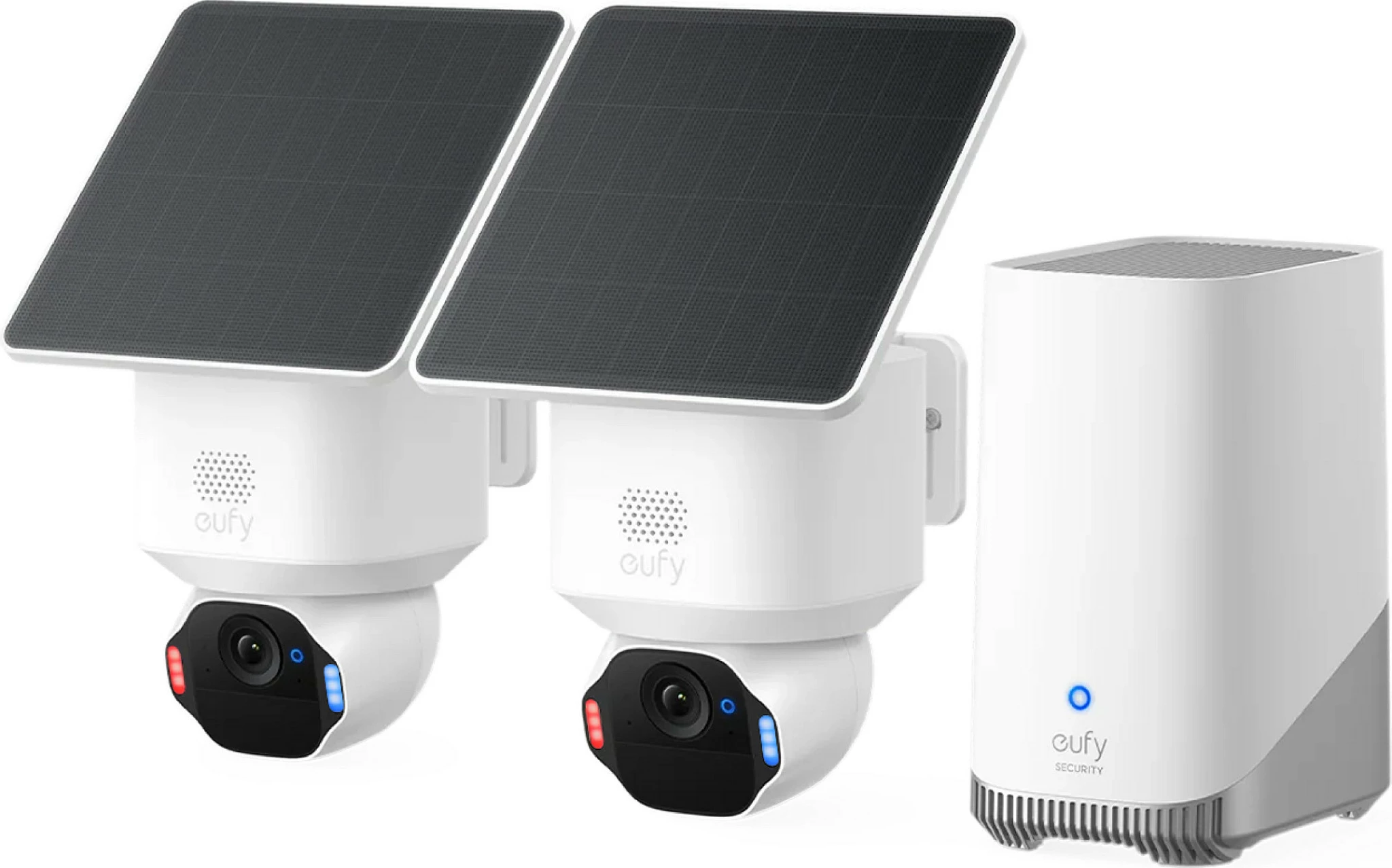 Kamerë sigurie Anker Eufy SoloCam E42, 4K, Wi‑Fi, set 2 copë me HomeBase S380 + panel solar, e bardhë