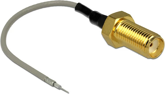 Kabllo antene koaksiale DeLOCK 89600, SMA bulkhead, skaj i hapur i kallaisur, 50 Ω, 94.8 mm, gri/ari