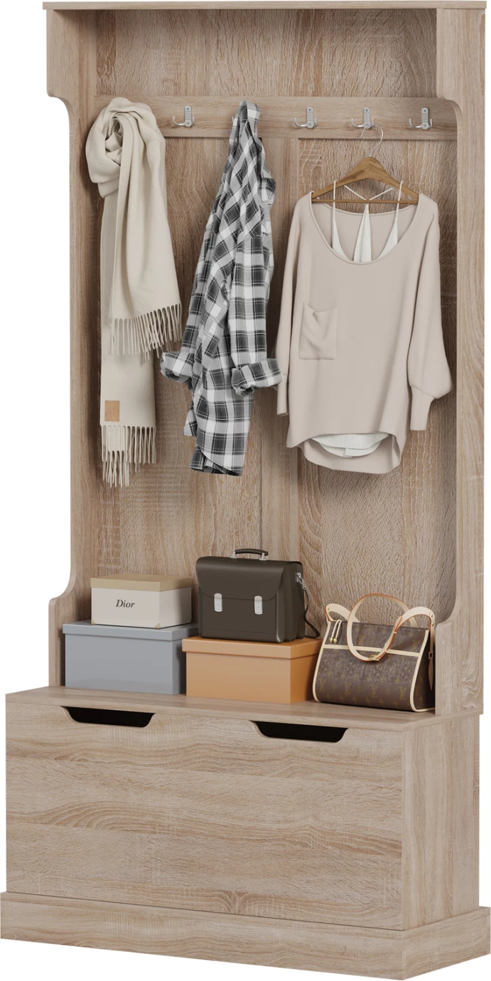 Mobilje hyrëse KAYLOR FH2475.01 me varëse dhe hapësirë ruajtjeje, MDF, Sonama, 93x34x180 cm