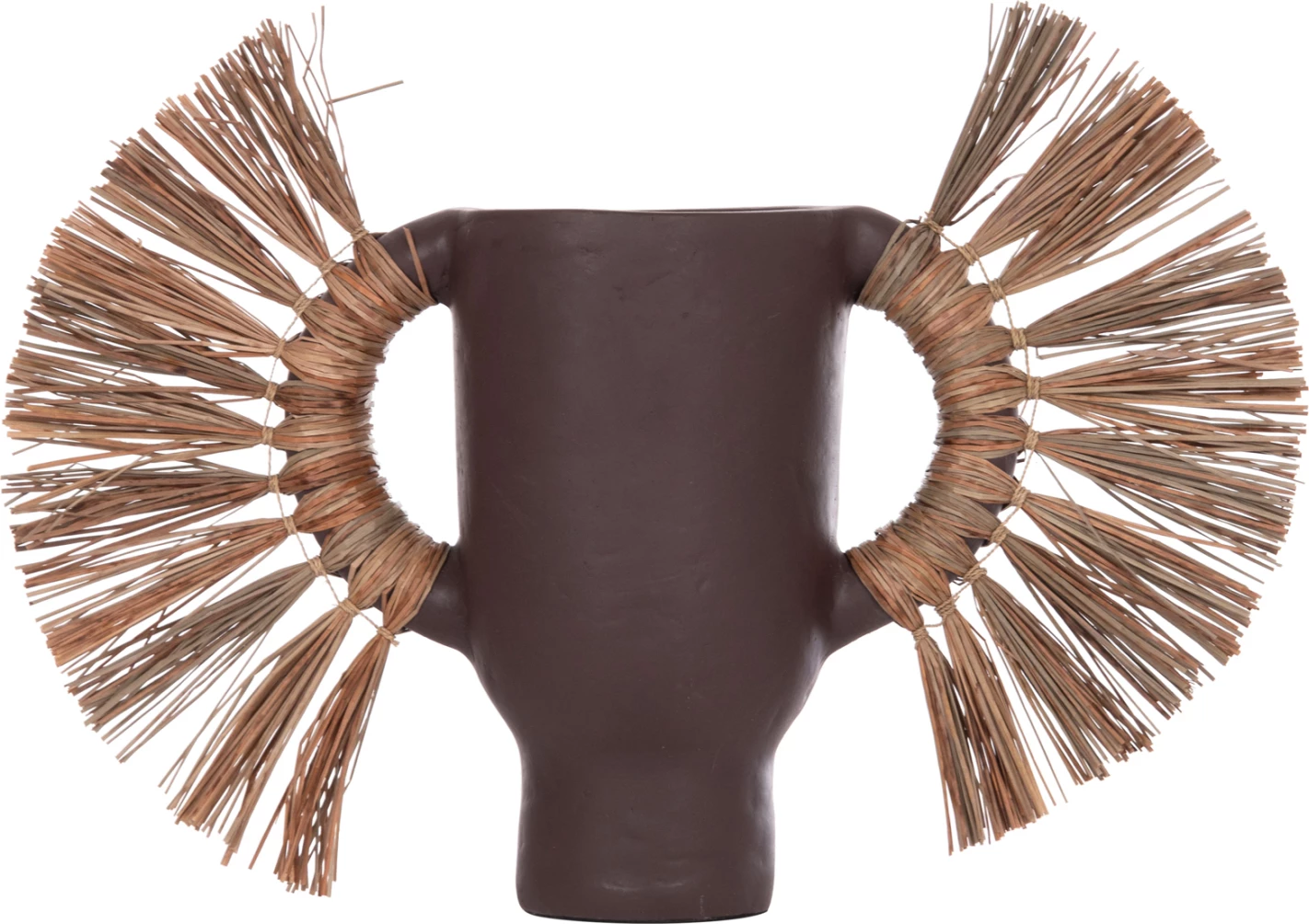 Vazo dekorative tavoline ALICA, terrakotë, ngjyrë çokollate, me bar të thatë, 55x19x34cm